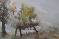 Streuobstwiese II (Aquarell)